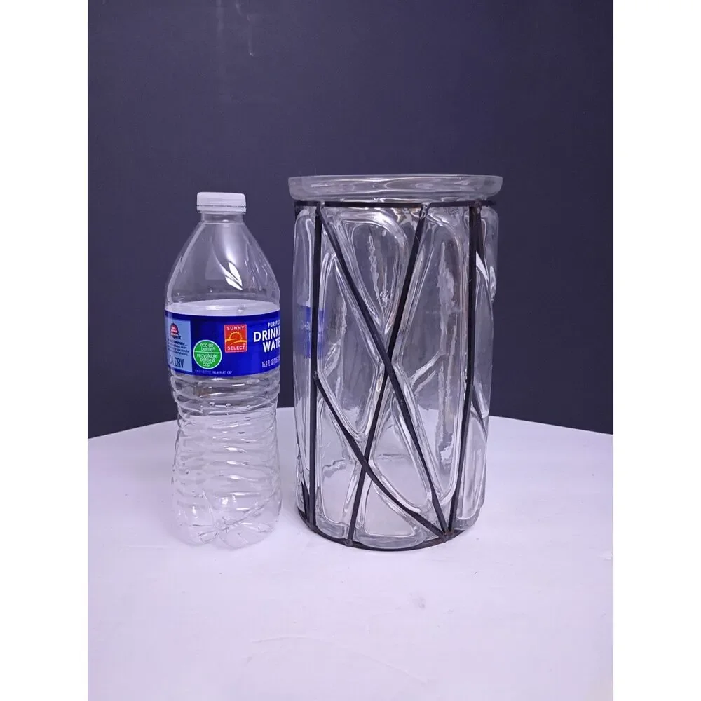 Geometric Molded Glass Industrial Style Farmhouse Everyday Vase - Picture 2 of 10